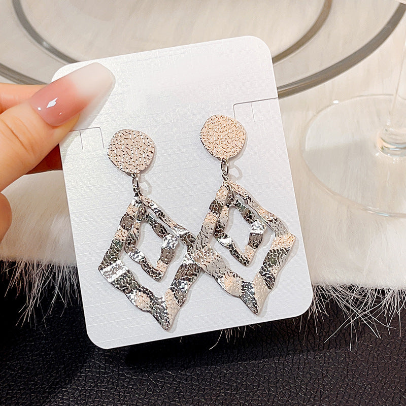 Irregular Embossed Diamond Retro Punk Fabulous Personality Earrings