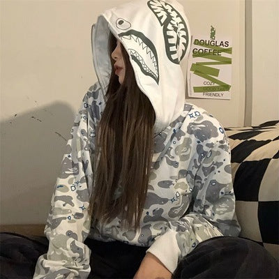 Bathing  Shark Camo Zip Up hoodies Color Camo Shark Wide Full Zip ape design