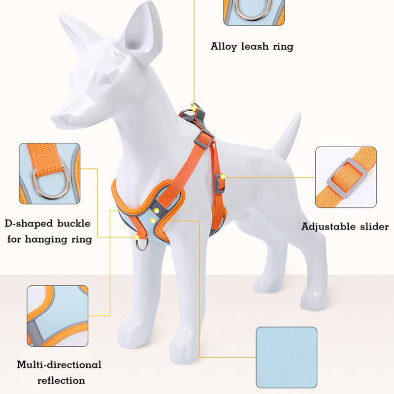 2Pcs Vest style dog harness small dog reflective rope