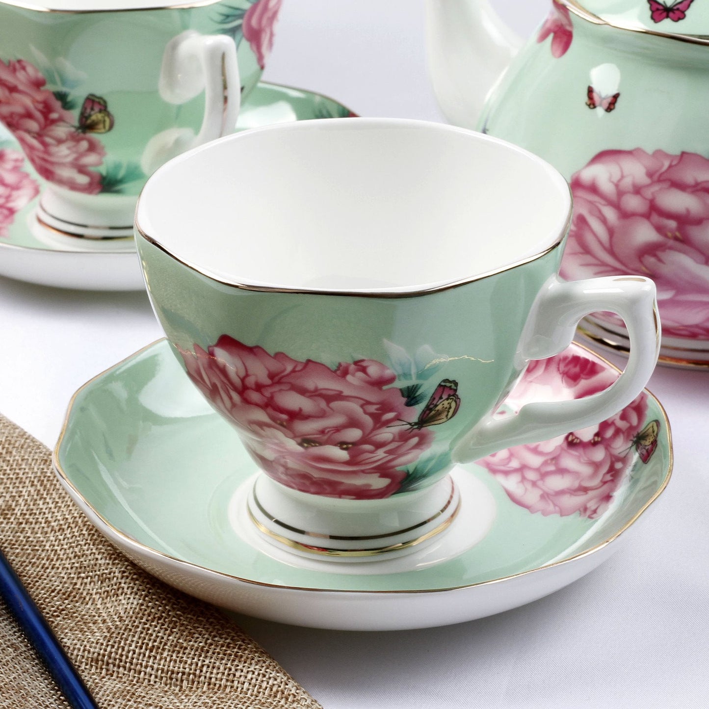 Bone China British Afternoon Tea Set Coffee Cups And Saucers