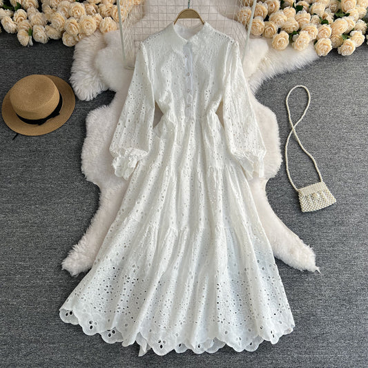 Women's Breasted Cut-out Lace Dress