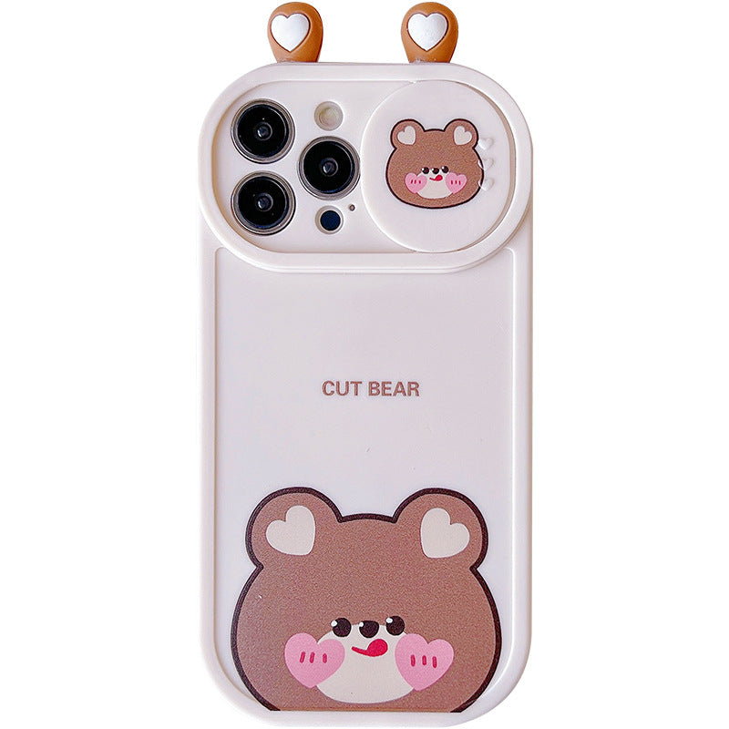 Super Cute Cartoon Cute Little Animal Push And Pull Lens Mobile Phone Case