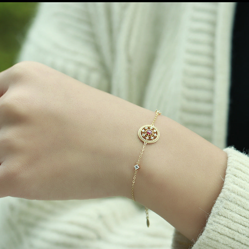 Vintage Disc Natural Ruby Bracelet