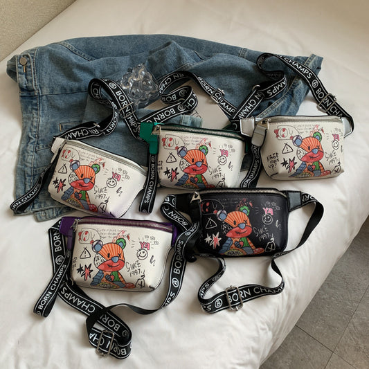 HIP HOP FASHION PAINTED GRAFFITI SMALL WAIST BAG  CROSS-BODY CHEST BAG