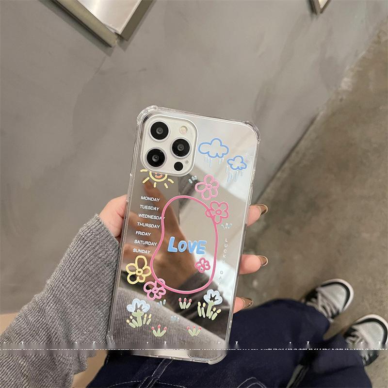 Mirror Graffiti Small Flower Phone Case