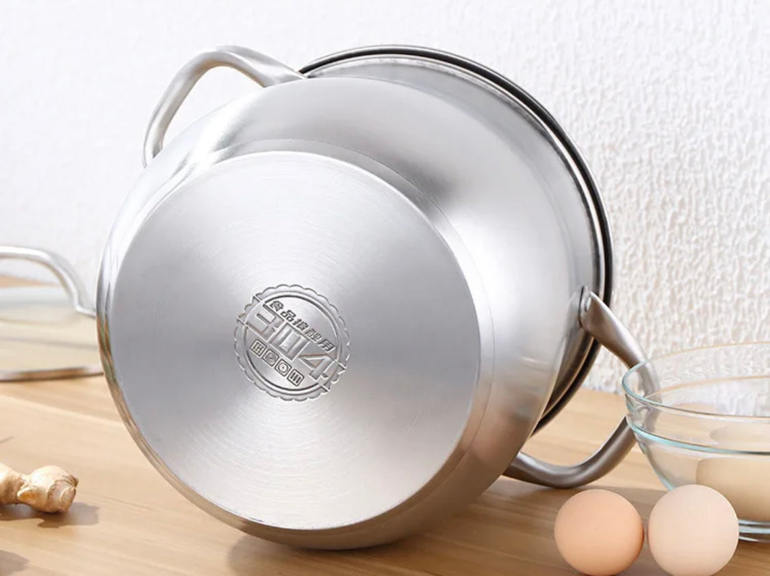 T304 Stainless Steel  Food Soup Pot, Extra-high with Double Bottom Set 5 Pot