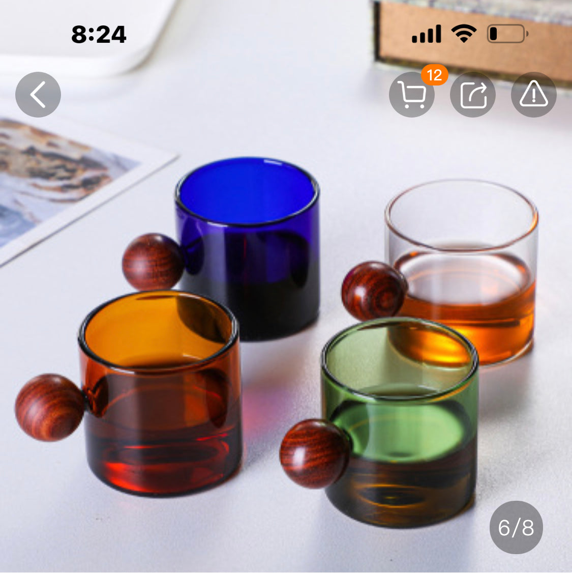 Glass Coffee Cup Stained Glass Cup Glass Tea Cup Coffee Set Glass Individual Cup Wooden handle hot and cold resistance