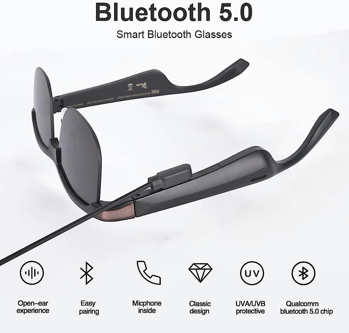 Go Smart Bluetooth sunglasses 5.0 Photosensitive Color change music play and more