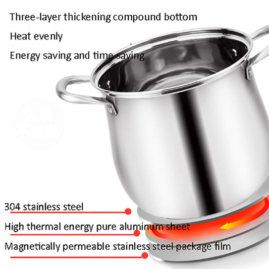 T304 Stainless Steel  Food Soup Pot, Extra-high with Double Bottom Set 5 Pot