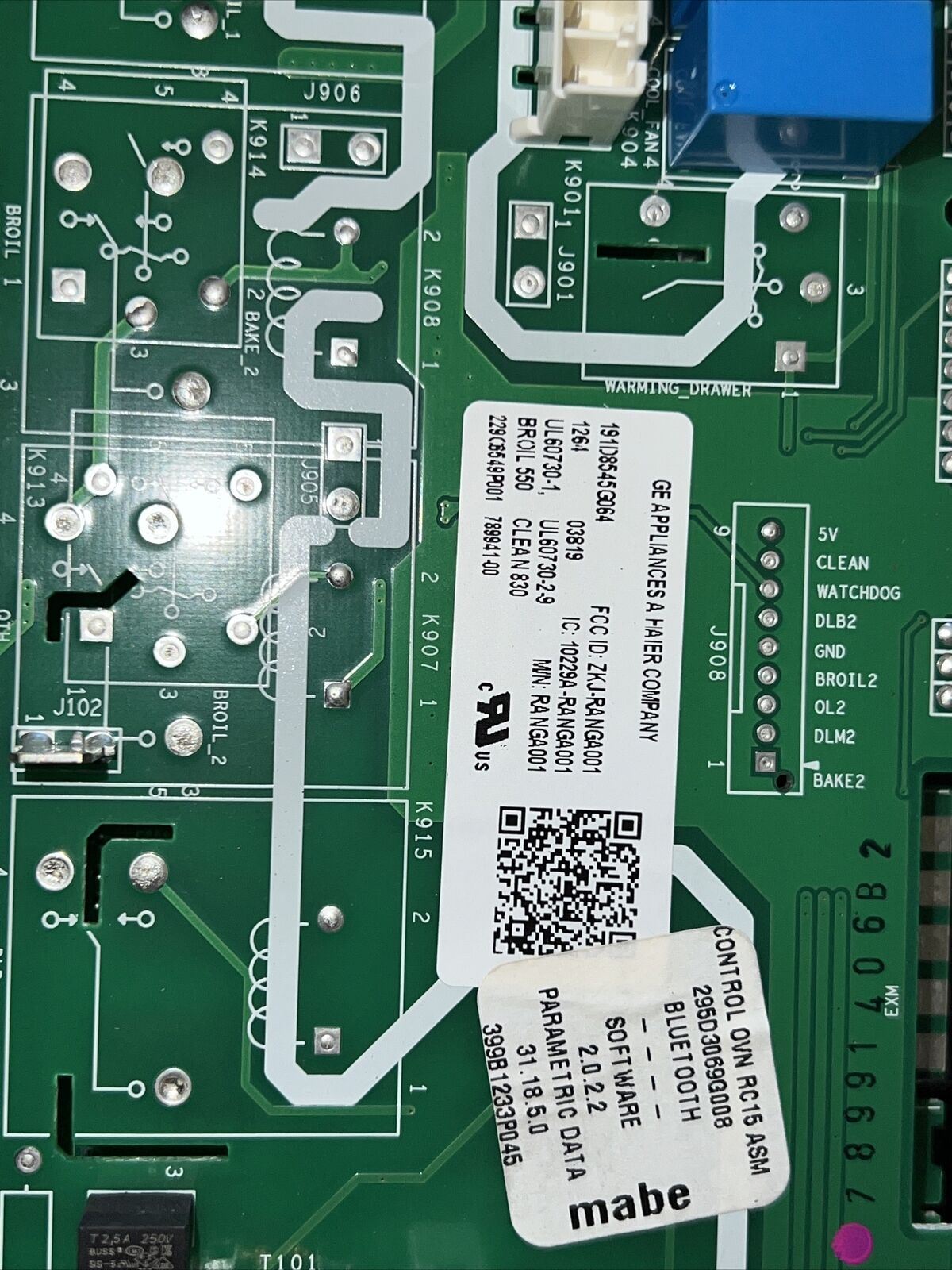 GE Oven Range User Interface Display Panel Control Board 191D8545G064