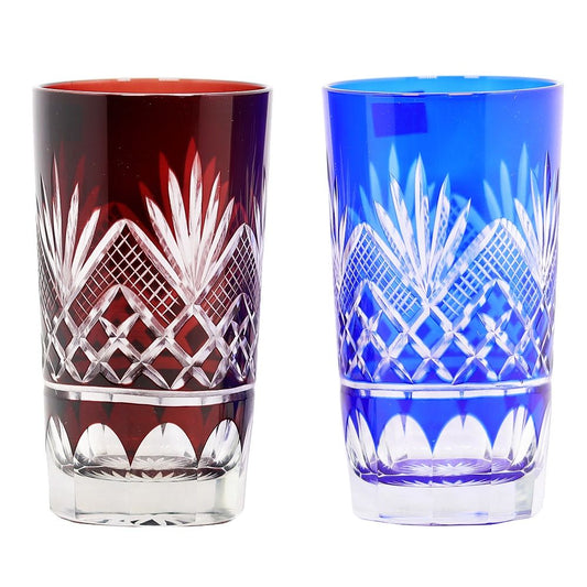 Bohemian Czech Handmade High Quality Hand Cut To Clear Blue cobart Red red rubyCrystal Drinkware Whiskey Glass Wine Glass